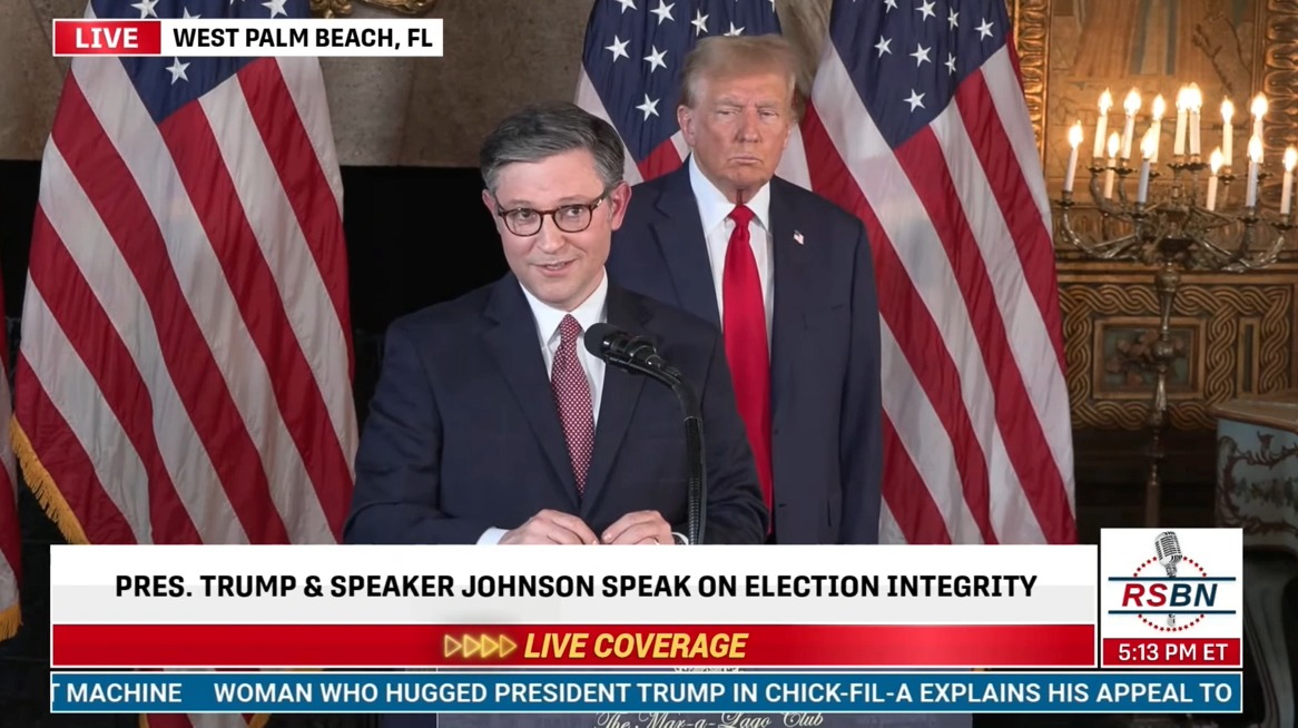 Mike Johnson says he and Trump are introducing a bill to ban non-citizens from voting when non-citizens already can't vote in federal elections