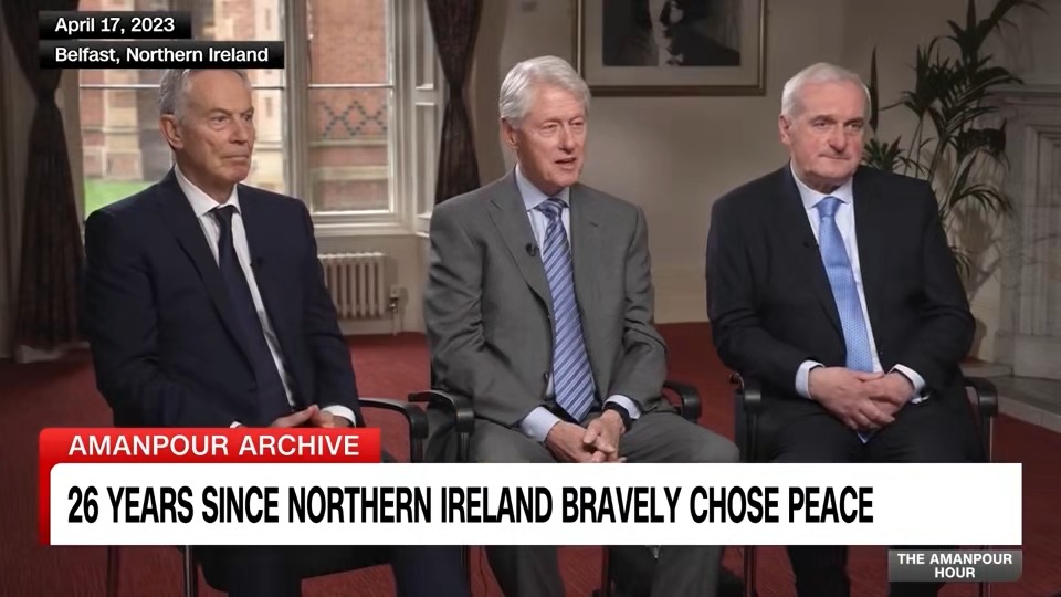 From the Amanpour Archive this week: 26 years since Northern Ireland bravely chose peace, a lookback at my interview with Tony Blair, Bill Clinton and Bertie Ahern as they reunited in Belfast last year. What the Good Friday Agreement can teach the world about hope and peace.
