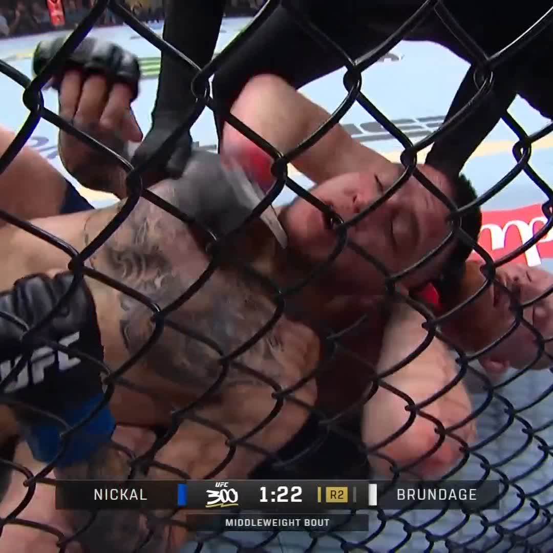Another one bites the dust ๐ฎโ๐จ Bo Nickal finishes this one with a submission in round 2! #UFC300