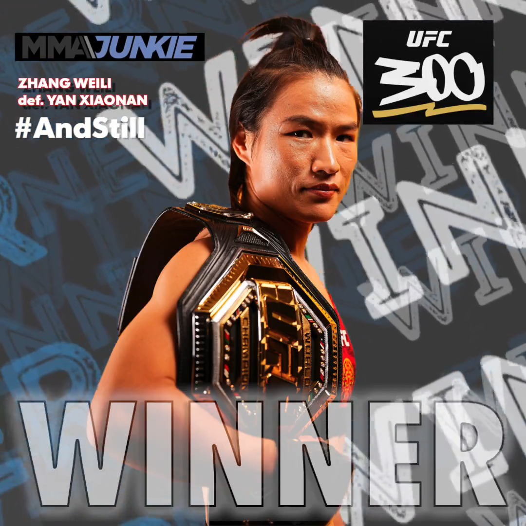 #UFC300 results: Zhang Weili def. Yan Xiaonan via unanimous decision (49-45, 49-45, 49-45) – to defend strawweight title Full coverage: