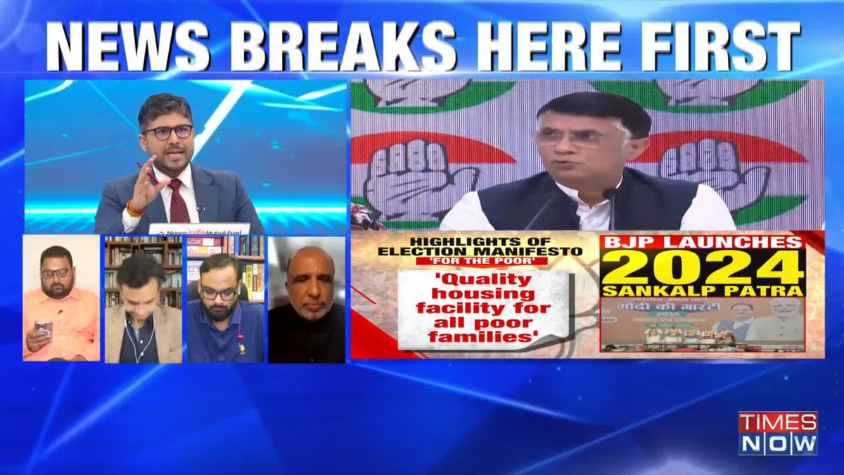#BJPManifesto Released It is 'Rahul Ki Guarantee' to give Rs 1 lakh per year to every poor woman & farmers will be guaranteed MSP on 23 crops. How much these 2 guarantees will cost?: Anand Ranganathan asks. Watch as Sanjay Jha responds. #ElectionsWithTimesNow | Pranesh Kumar Roy