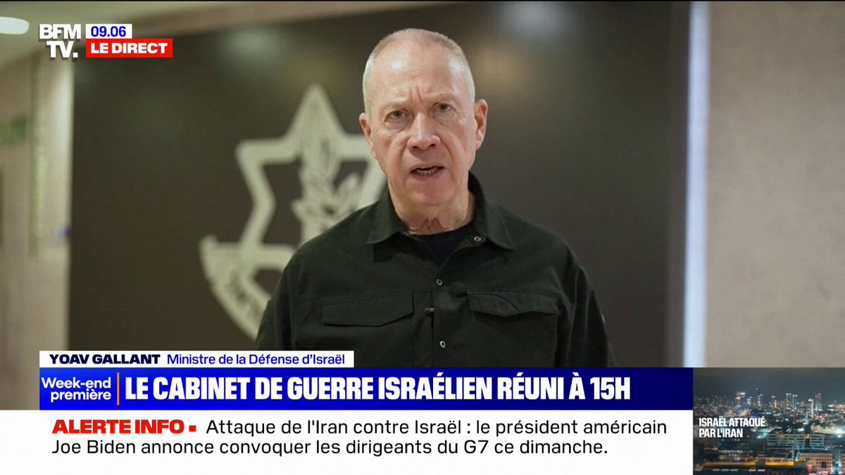 Yoav Galant, ministre de la Défense d'Israël: "Le monde entier a vu qui est l'Iran, un pays terroriste qui attaque Israël à une distance de 1.500 km"
