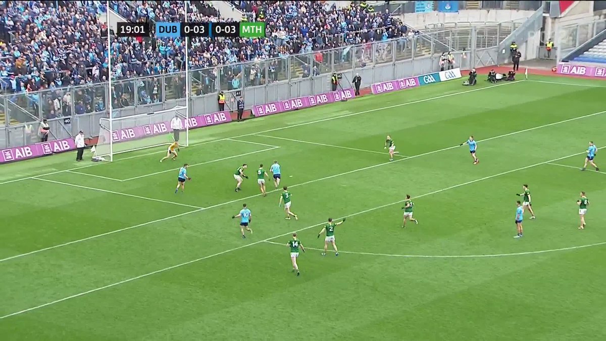 Dublin go the length of the field before Seán Bugler fires an unstoppable shot into the roof of the net.