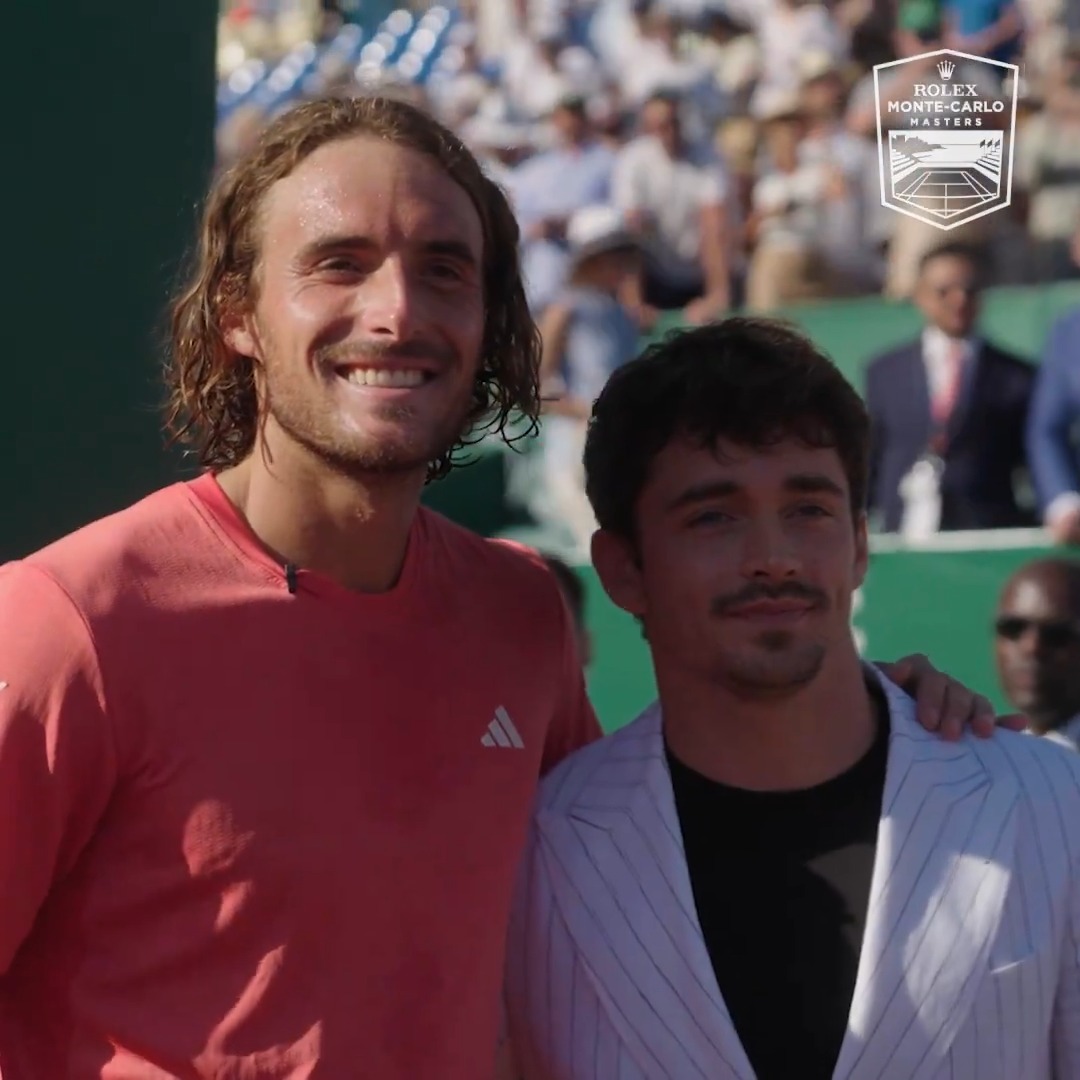 "Do you think I fit in a go kart?!" When Stefanos Tsitsipas met Charles Leclerc 😊 @f1 #RolexMonteCarloMasters