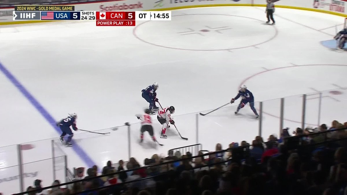 A GOLDEN GOAL! DANIELLE SERDACHNY WITH THE OT WINNER FOR CANADA 🙌 #USACAN #womensworlds @hockeycanada