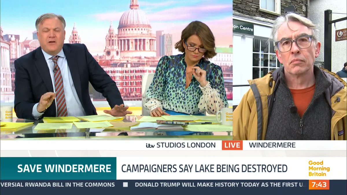 Actor Steve Coogan has joined protestors in a very high profile fight to stop sewage being dumped into Lake Windermere in the Lake District by the local water company, United Utilities. He tells Susanna Reid & Ed Balls that he is calling on the company to clear up the lake.