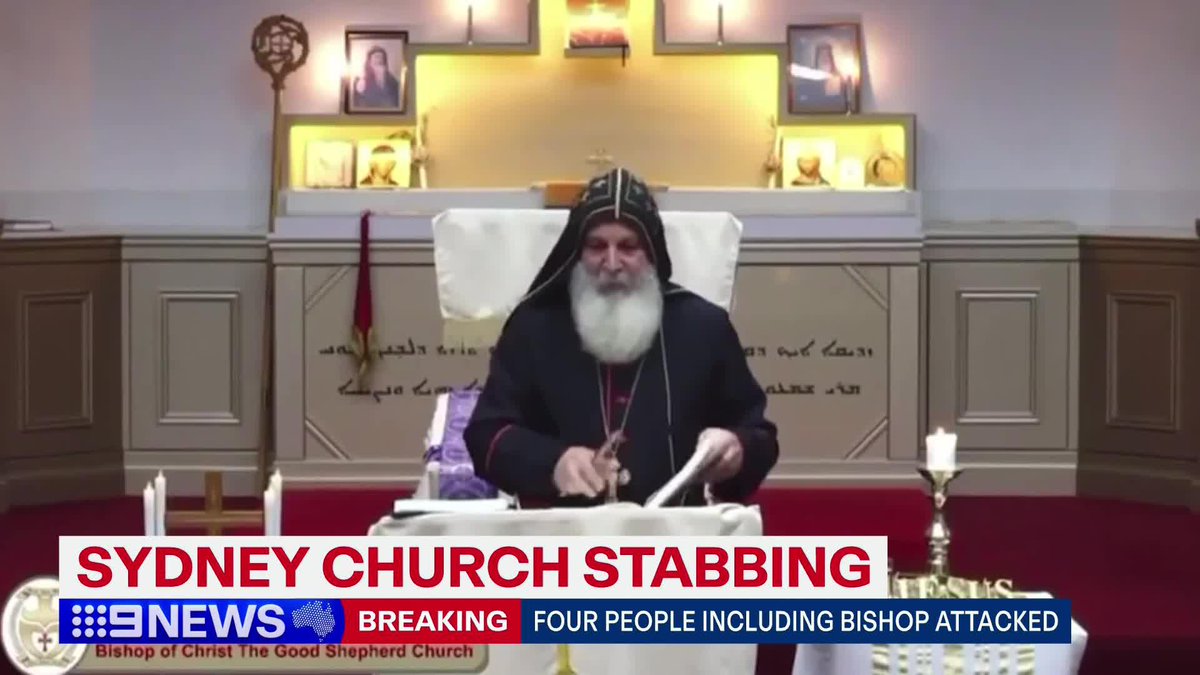 #BREAKING: A religious leader has been stabbed and up to three others injured in an attack at a church in Sydney's west. The attack happened at Christ The Good Shepherd Church in Wakeley while a bishop was giving a service that was being livestreamed online. #9News