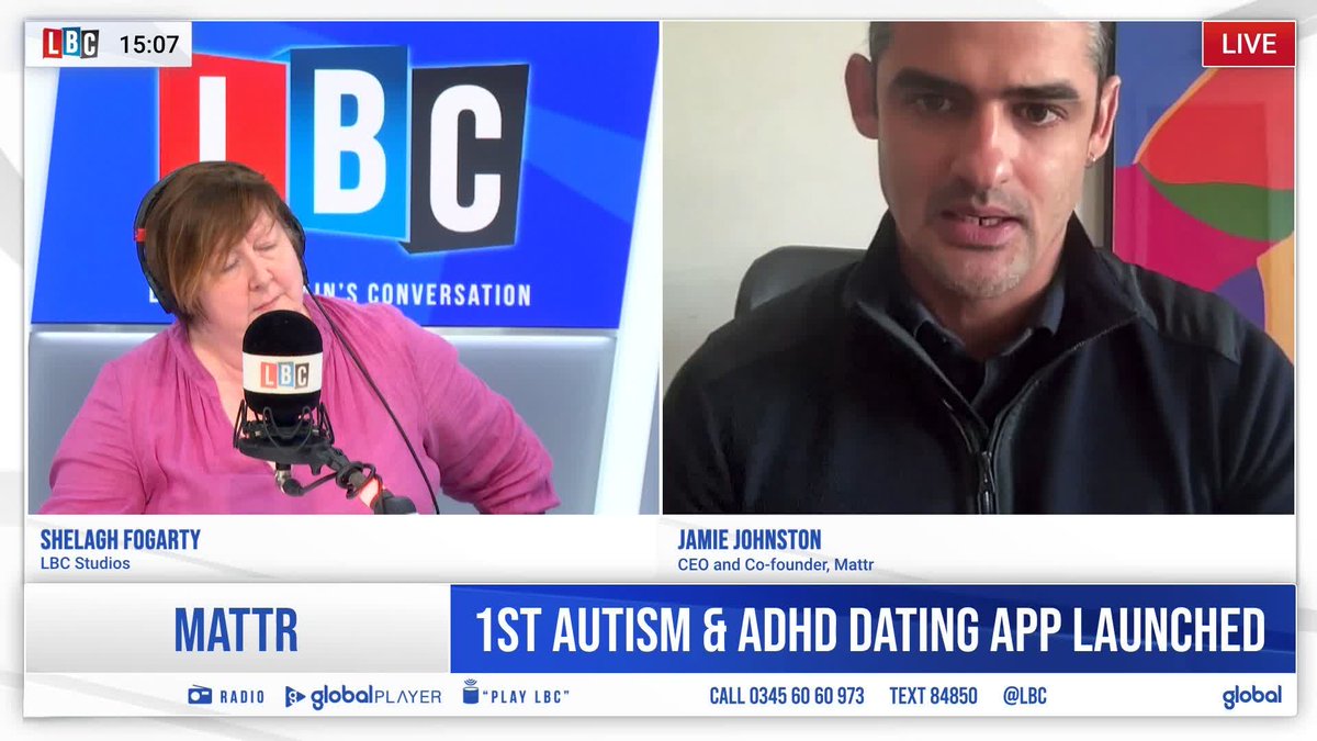 "The purpose is to encourage you to be more open and honest about who you are..." CEO of Mattr, the first autism and ADHD dating app, Jamie Johnston tells Shelagh Fogarty how he wants the app to be open to everyone but with accessibility features for 'those who need it'.