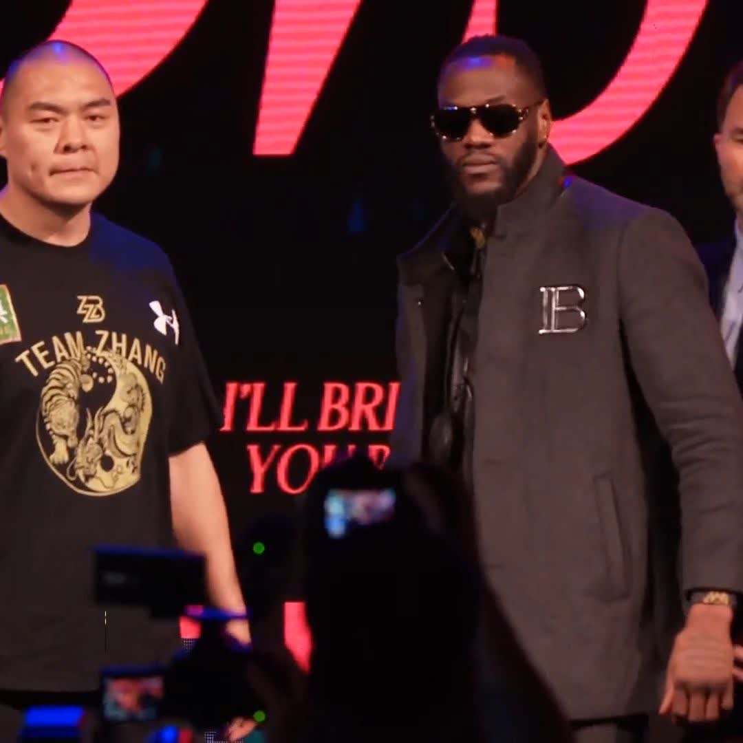 ‼️ Deontay Wilder vs Zhilei Zhang first face-off ahead of June 1st… [🎥 Matchroom Boxing]