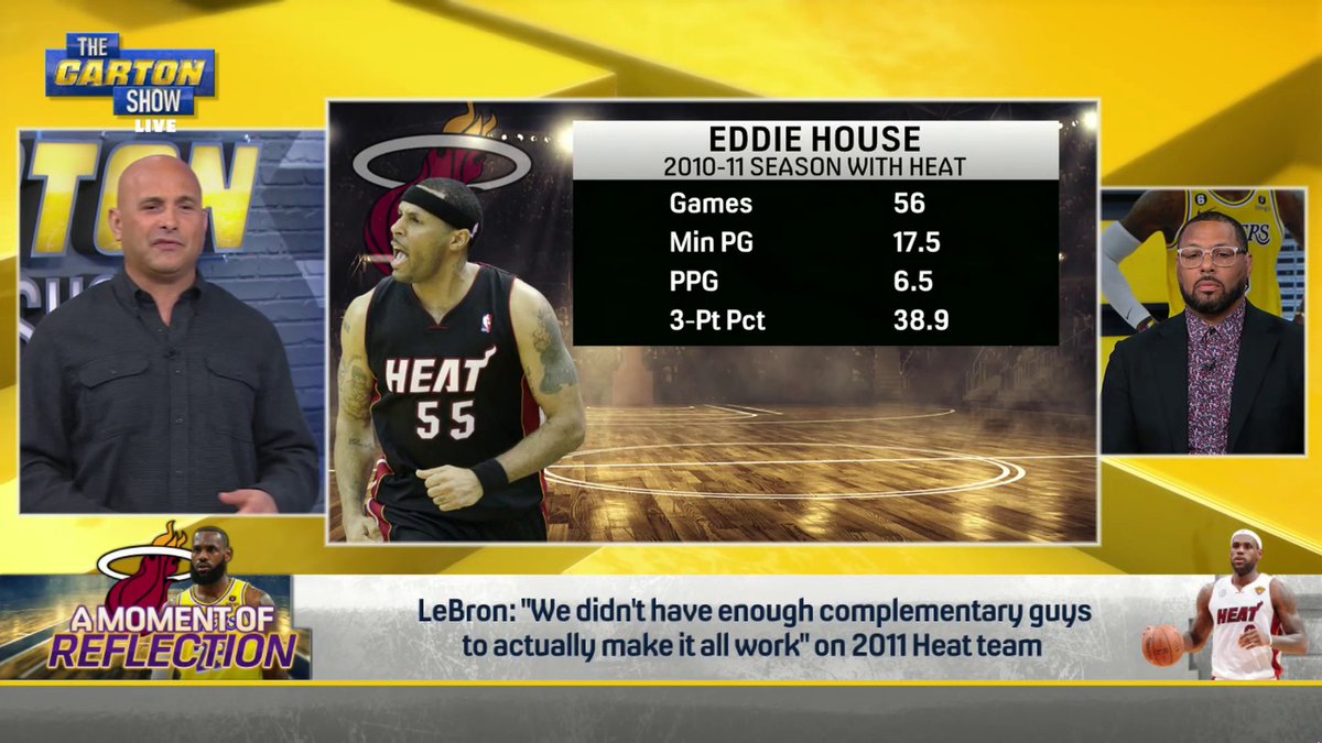 Eddie House calls out LeBron for not showing up in the 4th quarter of the 2011 Finals, and he believes LeBron deserves more blame than the Heat's complementary pieces 😬 (🎥 @TheCartonShow )