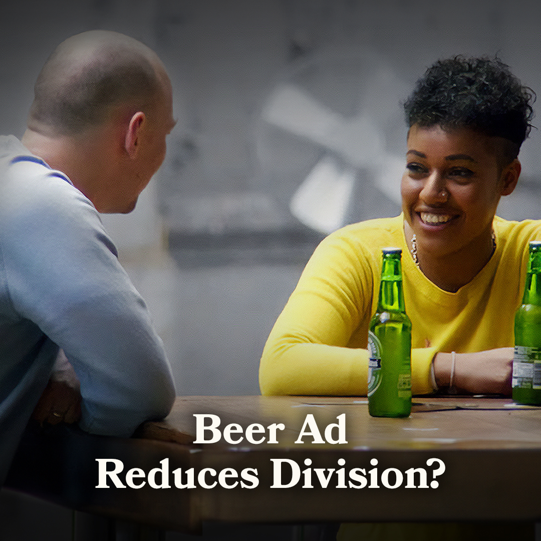 A depolarizing beer ad? One of the most efficient depolarization tools we know of is a 2017 Heineken beer commercial, according to many researchers who study how we may reduce political animosity. In 2021, Stanford University held a Strengthening Democracy Challenge asking for content that might reduce political animosity. They got more than 250 submissions. Of all the interventions studied, Stanford found this ad was the most effective in the “reducing partisan animosity” category. Criticism? You’re not alone. Read before rage. More on The Feed: