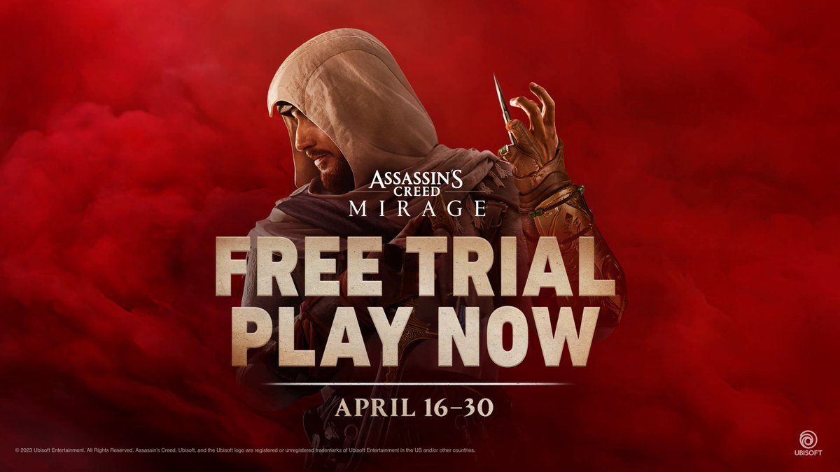 Play the @AssassinsCreed Mirage free trial now! Experience the first 2 hours of the game FREE until April 30 and keep your progression when you buy. Try it now: