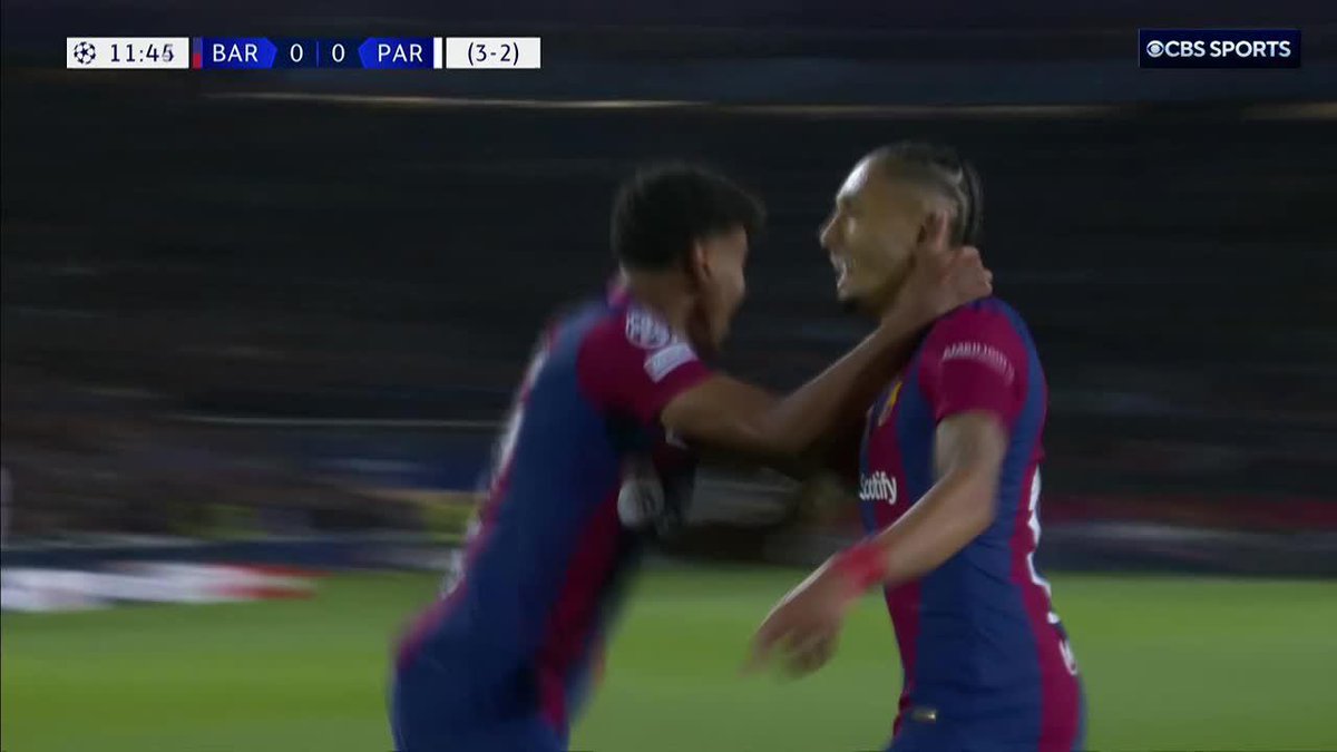 Raphinha is at it again! Barca's first leg hero bags his third goal of the tie after a bit of brilliance from Lamine Yamal 🔥