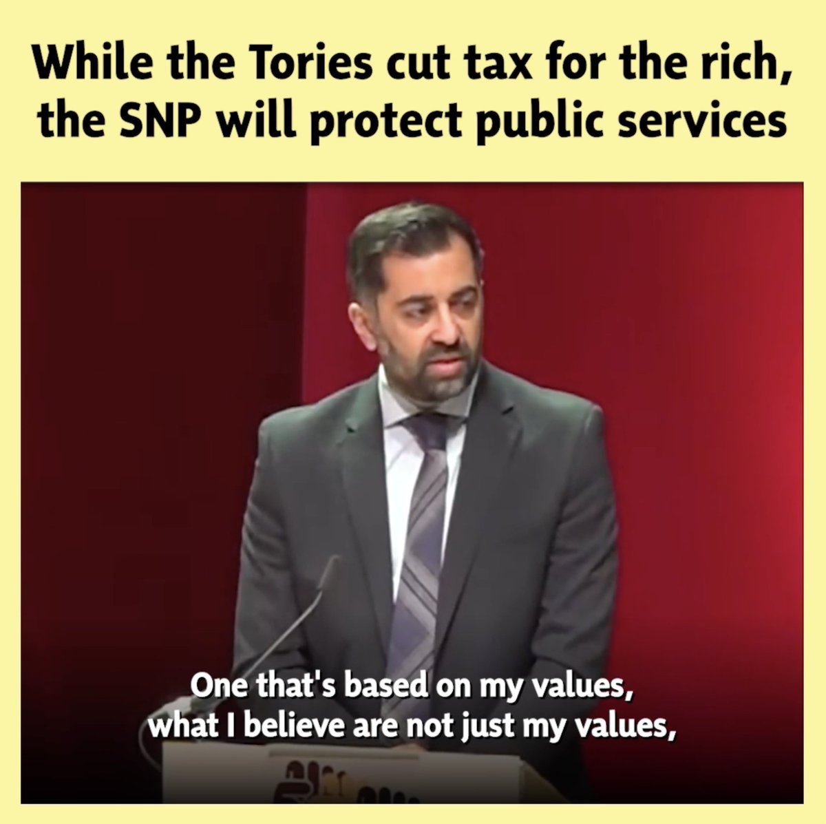 Westminster's values are not Scotland's values. If the choice is tax cuts for the rich or investment in public services, I choose public services. If the choice is austerity or investment in the NHS, I choose investment in our NHS. The SNP will always stand up for Scotland.