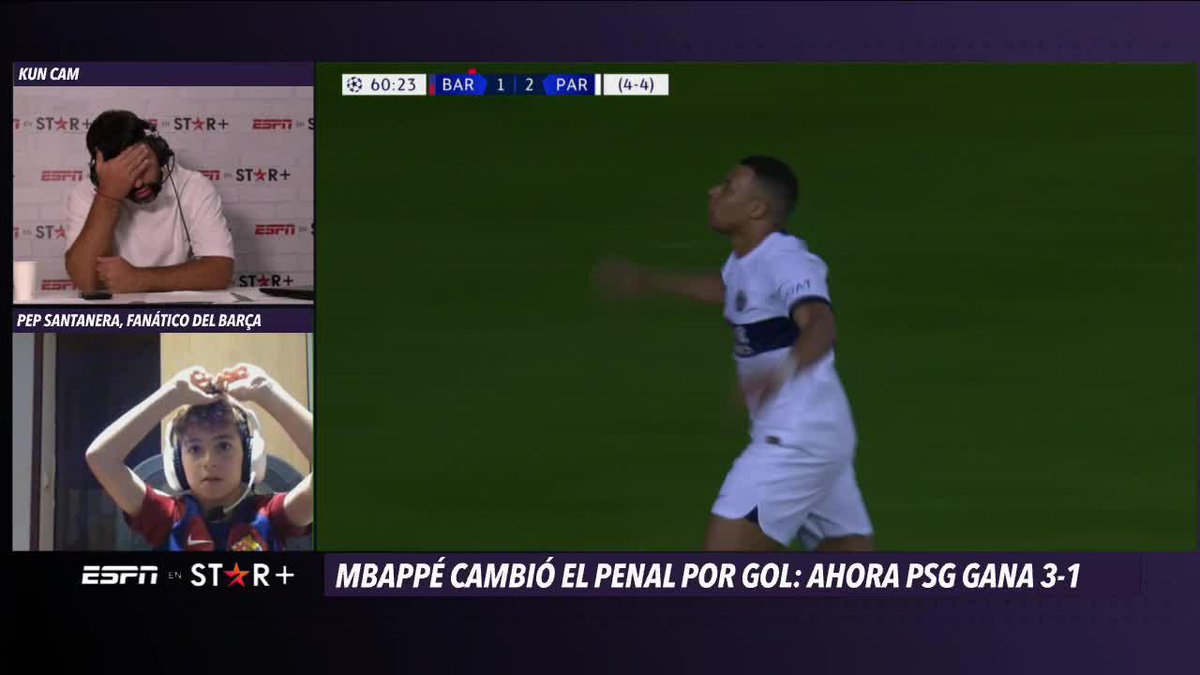 Mbappé da vuelta el global para el PSG y el Kuni no lo puede creer. Segundo tiempo fatal para los Culés. 📺 #MiraloEnStarPlus | #ElKunEnStarPlus