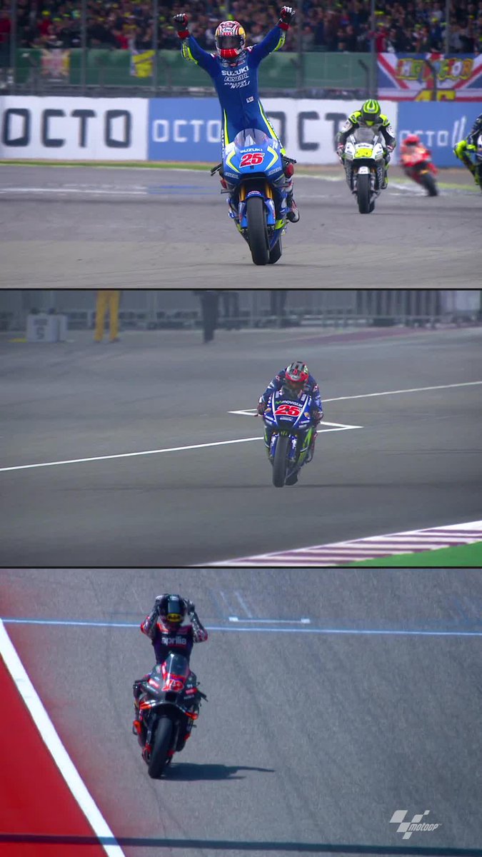 On top of the podium with three different manufacturers! ๐ฅ Maverick added his name in the history books as he's the first rider to achieve this feat in the #MotoGP era! ๐ #AmericasGP ๐บ๐ธ