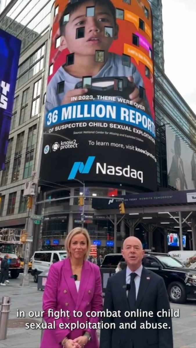 Live from Times Square: ARCHIVED: Secretary Alejandro Mayorkas and Know2Protect Campaign Director Kate Kennedy are here in NYC today to launch #Know2Protect, a campaign committed to protecting the most vulnerable members of our society: Children. ⤵️