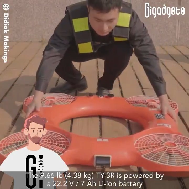 Watch this drone-lifebuoy hybrid save lives in water emergencies. Developed by Guangzhou Didiok Makings and Jiangsu Tianyu Aviation, TY-3R is a remotely controlled emergency equipment for rapid water rescues. #gigadgets #drone #lifesaving #maritime #rescue
