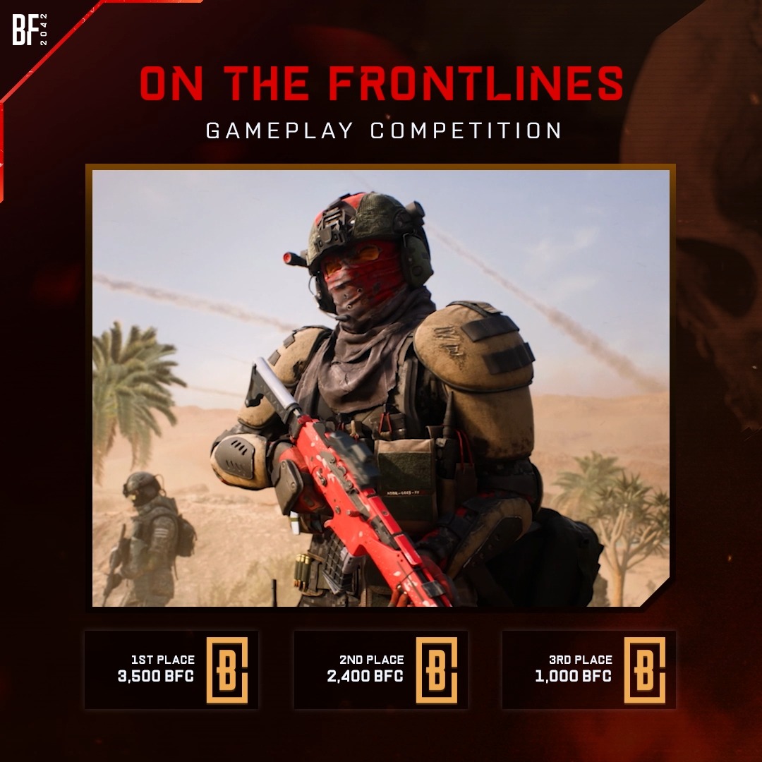 Share your top Frontlines clips using #BattlefieldContest for a chance to win Boins ๐ and get featured on the #Battlefield website. 2 Weeks, 6 Winners ๐ ๐ฅ 3,500 BFC ๐ฅ 2,400 BFC ๐ฅ 1,000 BFC No purchase nec. 18+, Ends Apr 30, 2024. Rules: