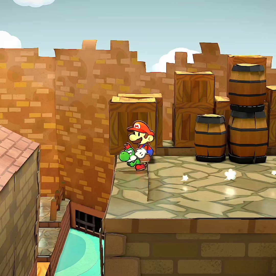 Meet Yoshi! He can float in the air for a moment to cross short gaps, as well as aid Mario in combat! Meet him and many other partners in #PaperMarioTheThousandYearDoor, coming to #NintendoSwitch on May 23.