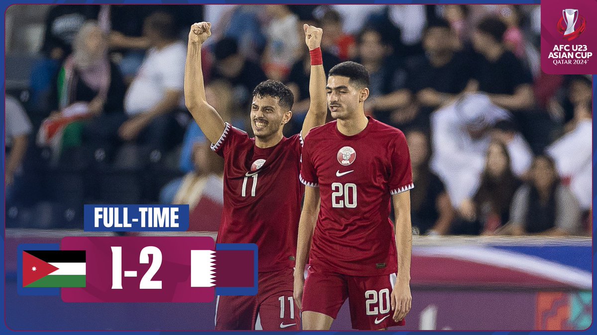 🎥 HIGHLIGHTS | 🇯🇴 Jordan 1️⃣-2️⃣ Qatar 🇶🇦 Qatar sealed their place in the #AFCU23 knockout stage in dramatic fashion with a last-gasp victory against Jordan! 📰 Match Report 🔗 #JORvQAT