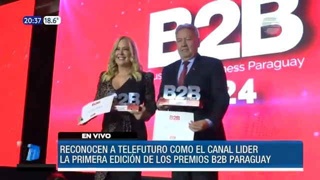 📌 Reconocen a Telefuturo como canal líder en la primera edición de los premios #B2BParaguay2024. Menchi Barriocanal y Óscar Acosta reciben el galardón en nombre de la empresa. 🔴EN VIVO: #TelefuturoPy #TelediarioPy