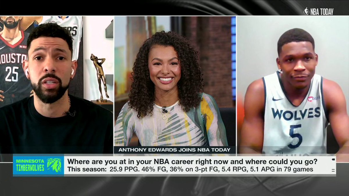 Austin Rivers: ”I think we’re [two or three years] away from you being the best basketball player in the NBA.” 👀 Anthony Edwards: "Yeah, I 100% agree with [you] for sure.” (via NBA on ESPN)