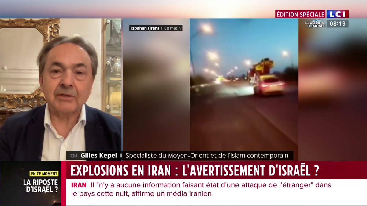 🔴 Explosion en Iran : l'avertissement d'Israël ? 🗣️"Pour l'instant c'est une riposte proportionnée, c'est-à-dire que ce n'est pas une attaque massive qui se traduirait par une escalade incontrôlable", analyse Gilles Kepel