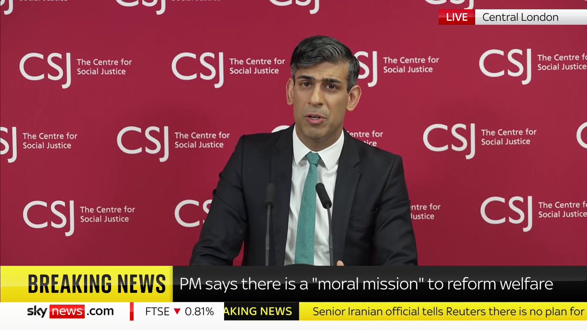 "We can't allow fraudsters to exploit the natural compassion and generosity of the British people." PM Rishi Sunak announces there will be a crackdown on fraud as part of his 'moral mission' to reform the welfare system 📺 Sky 501
