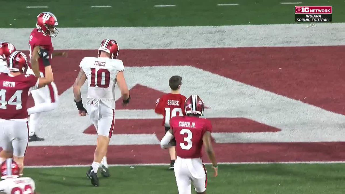 Cool moment last night at the Indiana spring game. Drew Shouse was born with a heart defect. He’s undergone 3 open heart surgeries and spent the first 8 months of his life in the ICU. Yesterday, he scored the final touchdown in the Indiana spring game.