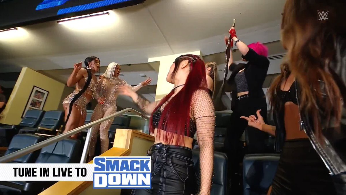 ⚡️⚡️⚡️ UH-OH! THE STORM HAS ARRIVED! ⚡️⚡️⚡️ #DamageCTRL is face-to-face with Bianca Belair and Jade Cargill! #SmackDown