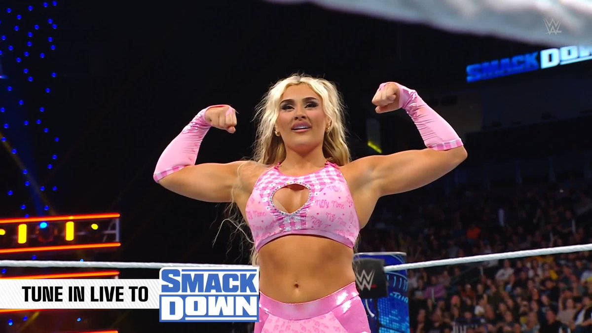 SPOILER ALERT: It's TIFFY TIME!!! ✨ Tiffany Stratton just took out Bayley and Trinity putting an end tonight's WWE Women's Title Match! #SmackDown