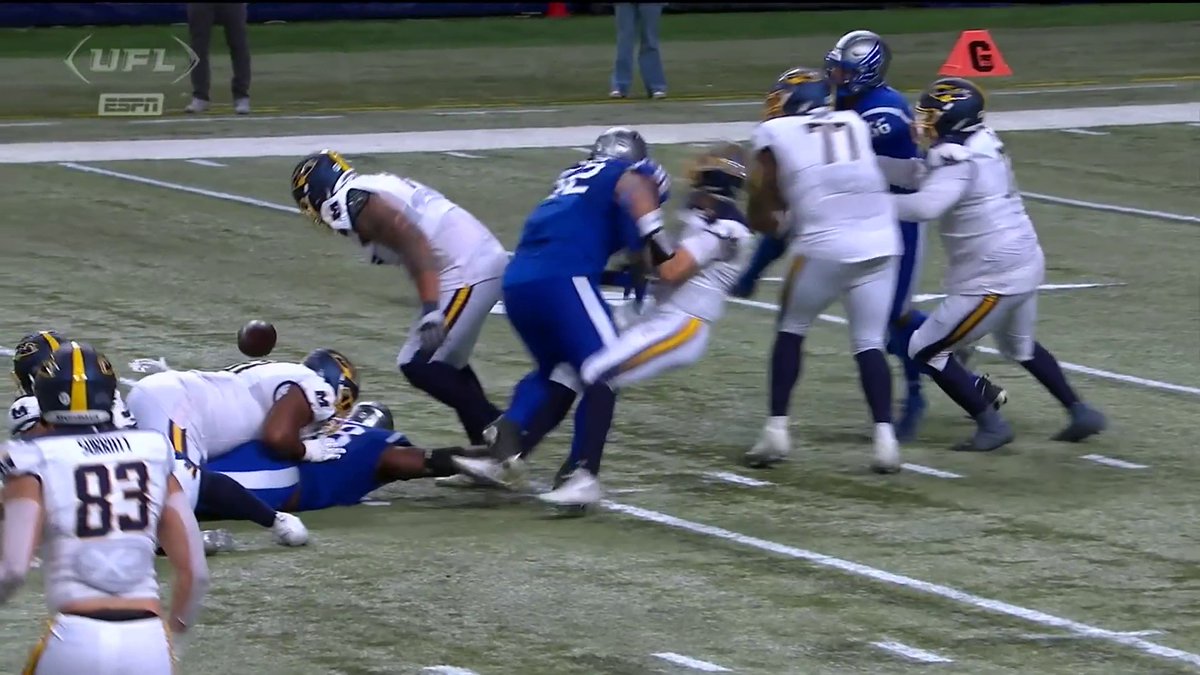 Case Cookus is currently being checked out in the injury tent after taking this hit