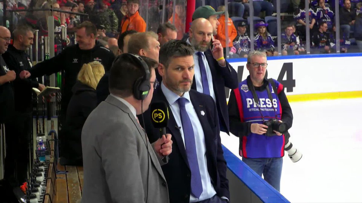 🏒 Belfast Giants coach Adam Keefe reacts to a Playoff Semi-Final win for his side against Cardiff "I think that's our first overtime win in a while!" 🗣️ #POFW24
