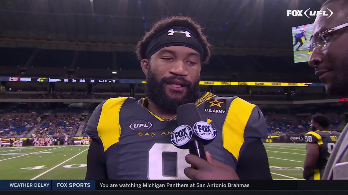 "I can't give you all my secrets." 😂 San Antonio Brahmas OLB Wyatt Ray discusses his great game so far today!