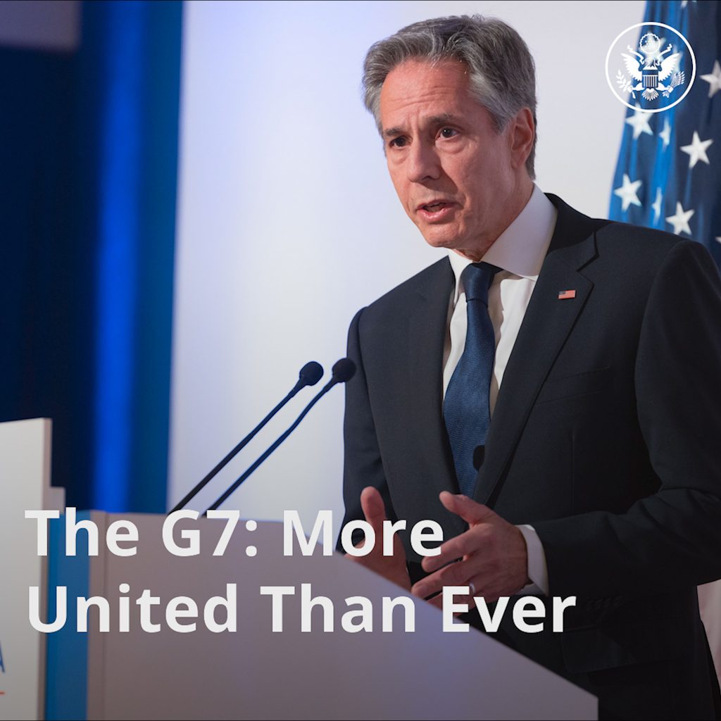 .Secretary Antony Blinken underscored that G7 Foreign Ministers are more united than ever in facing critical challenges that lie before the international community, including Russia's aggression against Ukraine, the conflict in the Middle East, and supporting a free and open Indo-Pacific.
