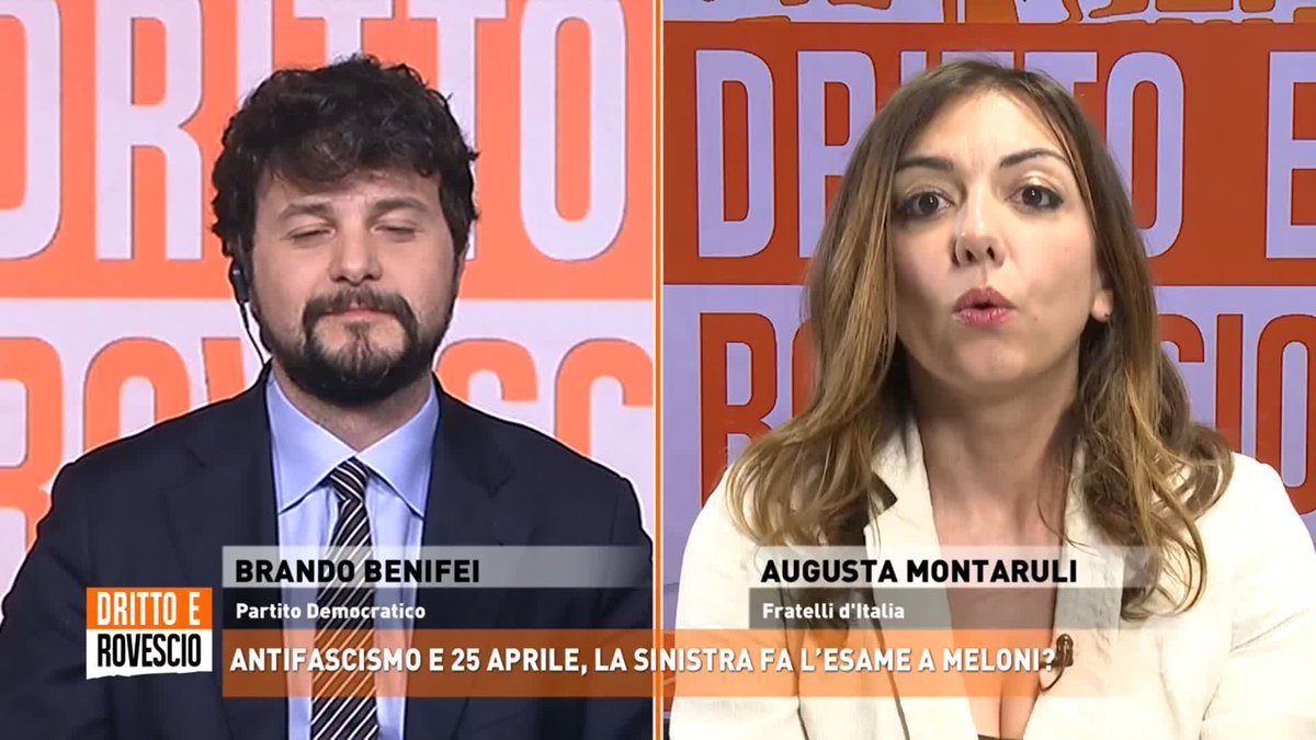 "La sinistra pretende di dare le lezioni di storia e di dire con quali parole una persona deve parlare in occasione del 25 aprile" Augusta Montaruli a #Drittoerovescio