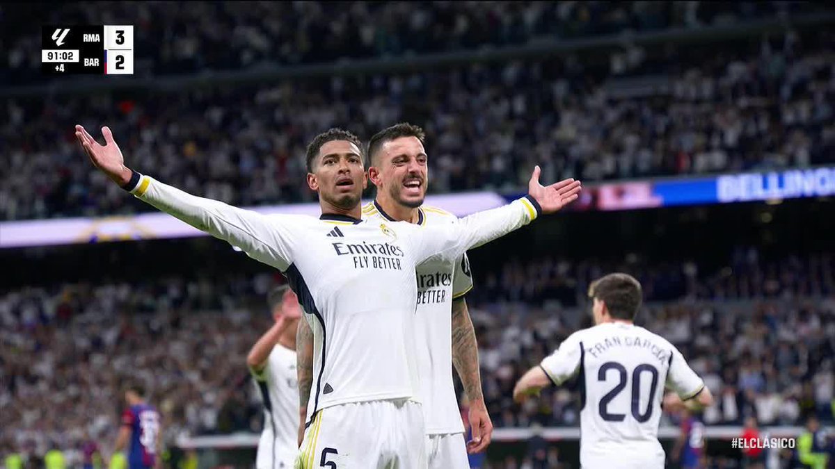 JUDE BELLINGHAM PUTS REAL MADRID 3-2 IN FRONT IN STOPPAGE TIME!!! WHAT A FINISH TO THIS ELCLASICO 🔥