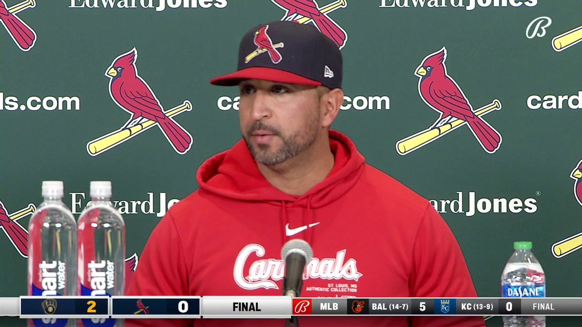 Oli Marmol as the #STLCards drop their fourth straight: "Frustrating weekend. ... It's frustrating. Sonny [Gray] did a really nice job today. Did exactly what we needed."