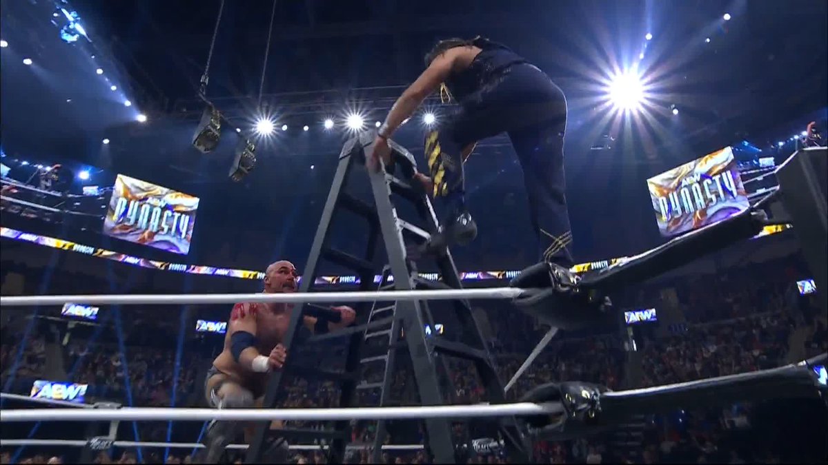 SKY HIGH POWERPLEX! @daxftr | @cashwheelerFTR | @YoungBucks Order #AEWDynasty on PPV right now! 🇺🇸: 🌐: