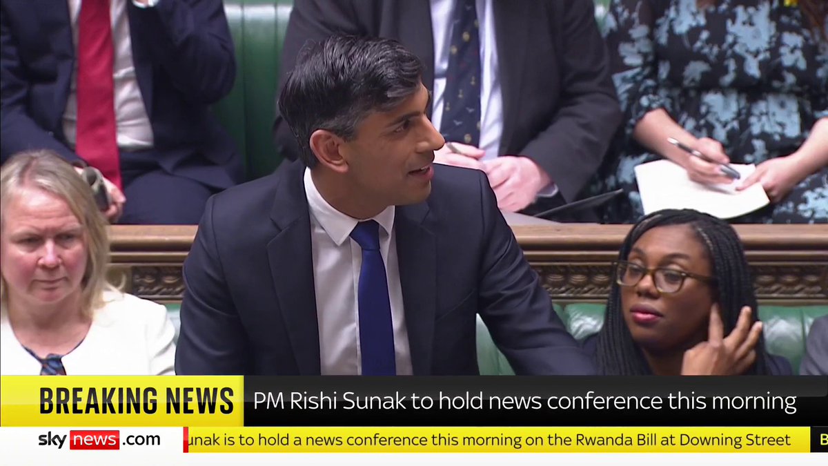 BREAKING: The PM is set to hold a press conference in Downing Street this morning. We are told Rishi Sunak will be discussing the Rwanda bill, that last week was unexpectedly delayed by peers in the House of Lords. 📺 Sky 501 and YouTube