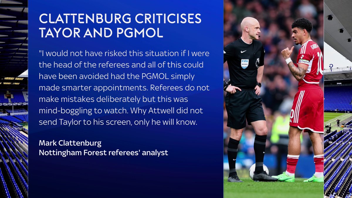 Mark Clattenburg has labelled the penalty decisions at Nottingham Forest's game "a joke" and criticised the PGMOL for appointing Stuart Attwell as VAR ⬇️