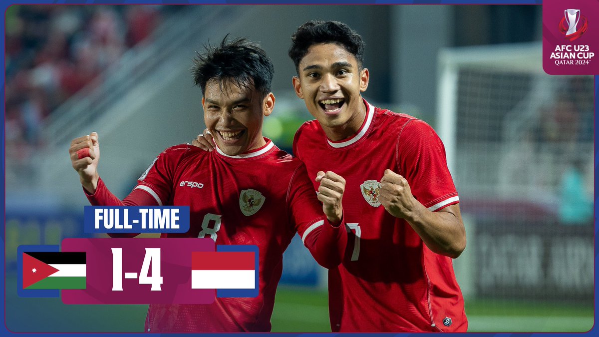 ๐ฅ HIGHLIGHTS | ๐ฏ๐ด Jordan 1๏ธโฃ-4๏ธโฃ Indonesia ๐ฎ๐ฉ A standout performance from Marselino Ferdinan helped Indonesia march into the knockout stage of #AFCU23! ๐ฐ Match Report ๐ #JORvIDN