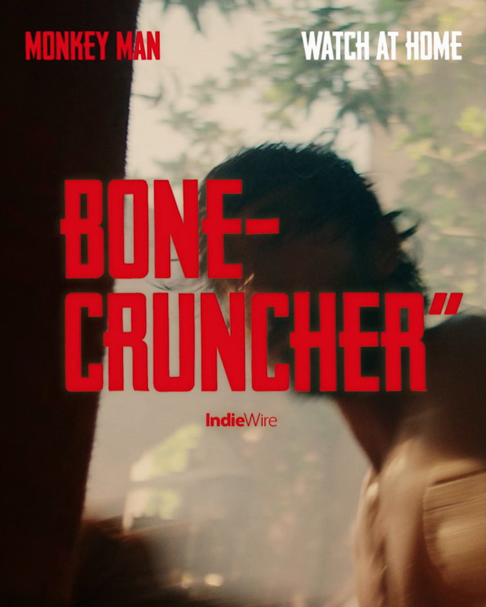 TOMORROW: Watch #MonkeyManMovie at home and get ready for "a bloody, stylized, action bone-cruncher" (IndieWire).