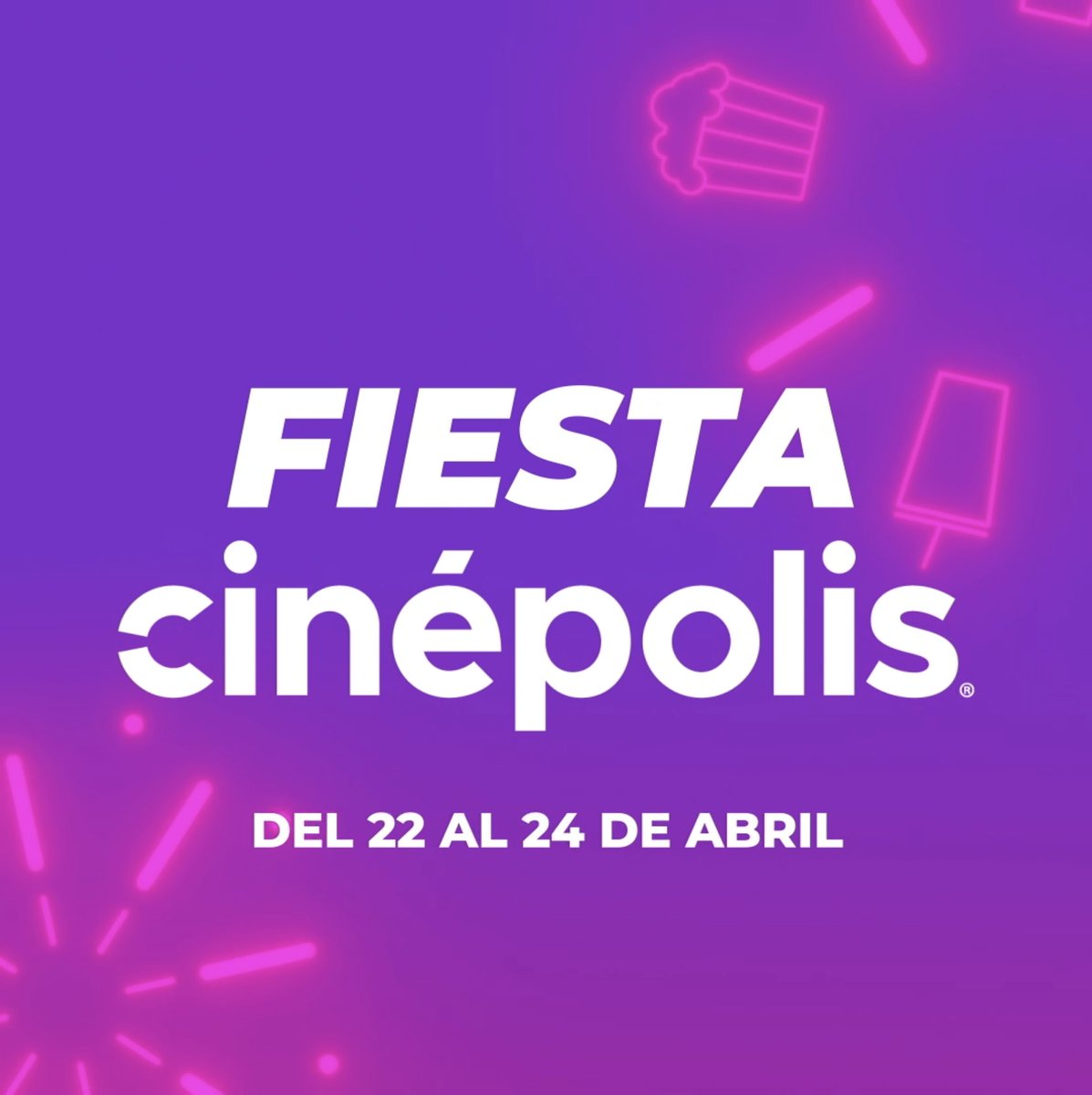 ¡El esperado día llegó! Desde hoy y hasta el 24 de abril podrás disfrutar las promociones de la #FiestaCinépolis. ¿Con quién irás a disfrutarla? 🥳✨🎬