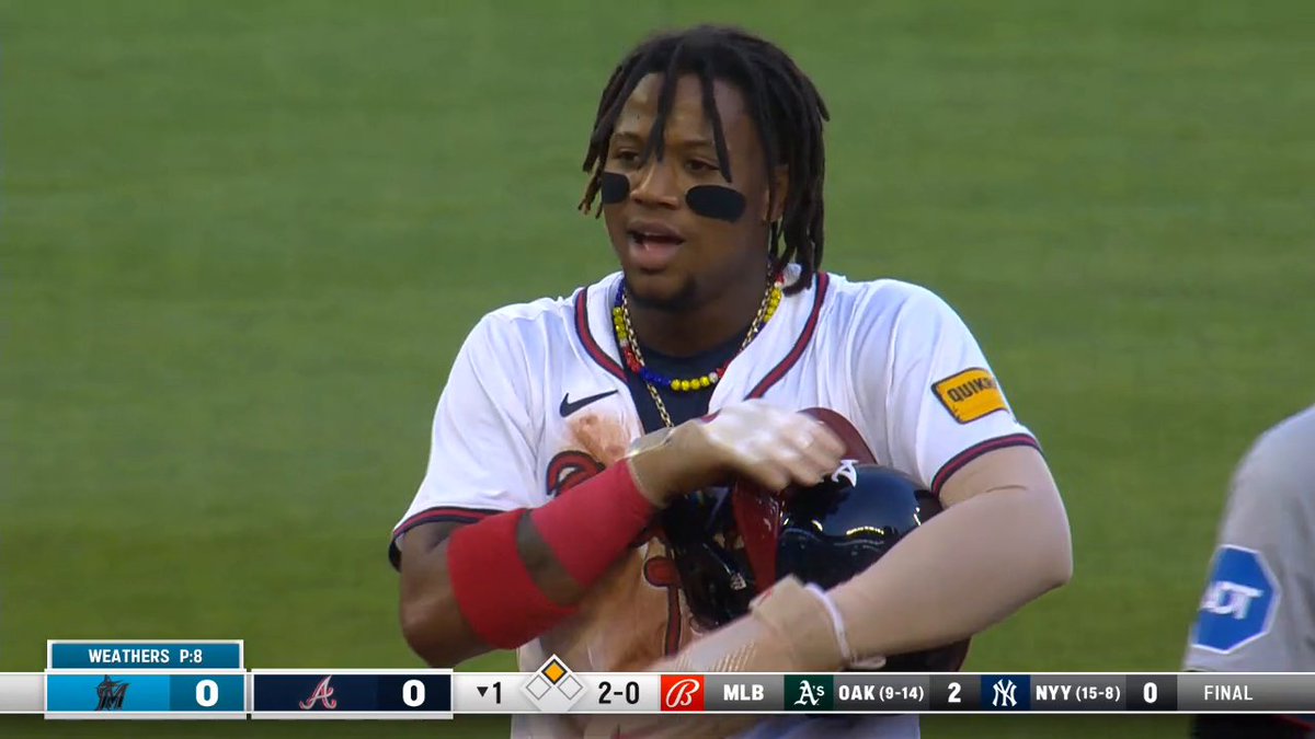 ¡OTRO RÉCORD ROTO! 👏 Ronald Acuña Jr. se convierte en el jugador de los Bravos con más bases robadas en su historia desde que la franquicia se mudó a Atlanta en 1966.