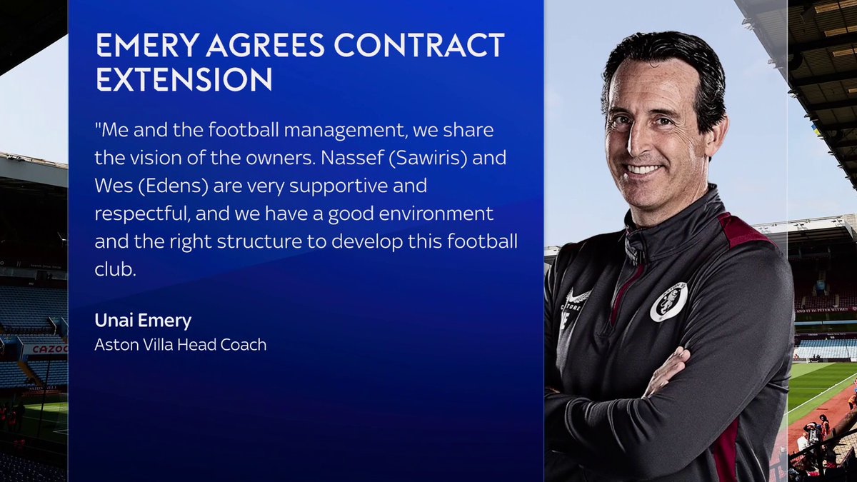 Aston Villa manager Unai Emery and Co-chairman Nassef Sawiris have spoken about their ambitions going forward, after it was announced that Emery has signed a contract extension with the club until 2027 ⚽