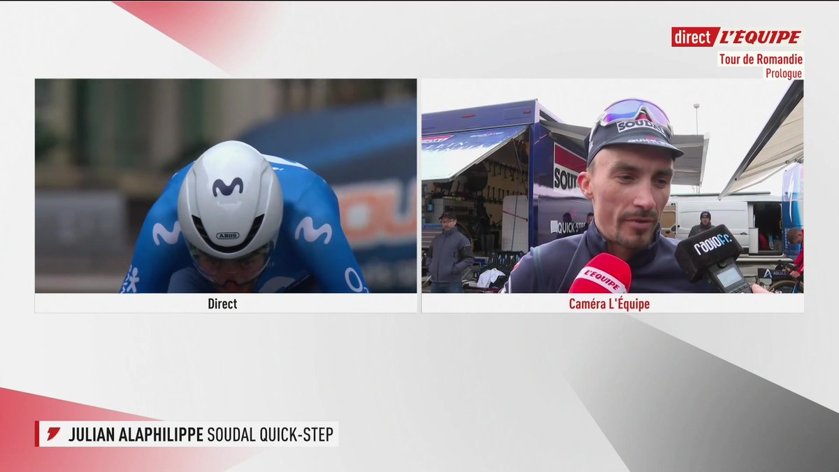 💬 Julian Alaphilippe : « C'est une mise en jambe un peu particulière. (...) Mais je suis content, je me suis bien fait mal. » Suivez le Tour de Romandie sur la chaine L'Équipe : #lequipeVELO
