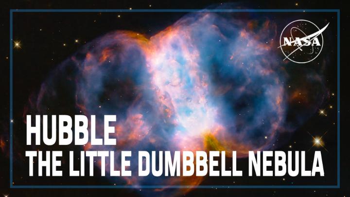 Take a tour through Hubble's 34th anniversary image with our senior project scientist, Dr. Jennifer Wiseman! The Little Dumbbell Nebula is an expanding shell of glowing gases around a dying star, located about 3,400 light-years away. Find out more: