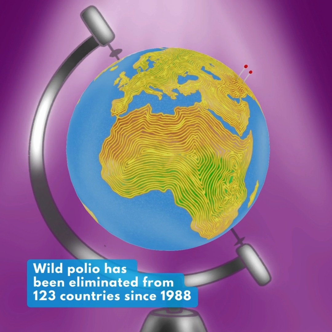 🤔 Why do we believe #VaccinesWork? 💡Because thanks to vaccines, we have gone from wild polio cases in 125 countries in 1988 to just 2️⃣ countries today. #EndPolio #WorldImmunizationWeek